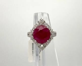 Platinum Ruby and Diamond Ring