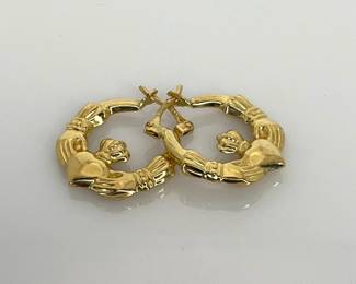 Gold Irish Claddagh Earrings