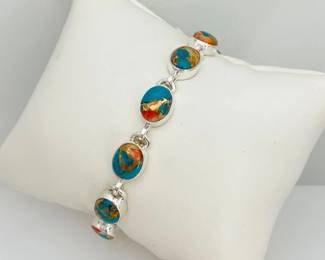 Copper Turquoise Silver Bracelet