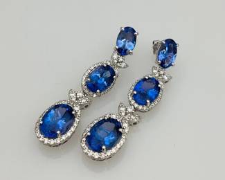 Platinum Tanzanite & Diamond Earrings