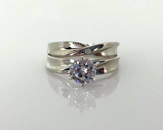 Rhodium Plated Silver CZ Ring