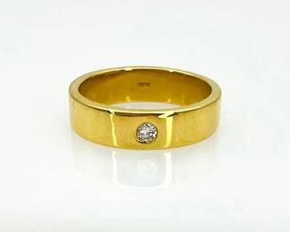 Gold Band with Single Diamond
