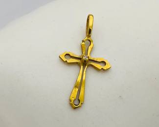 Gold Cross with Diamond Accent Pendant