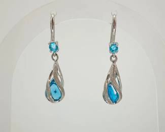 Silver Spiral Teardrop Dangle Earrings