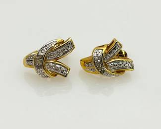 Ribbon Earrings with Diamond Accents
