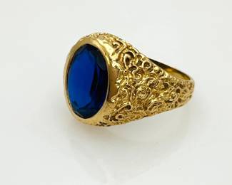Blue Tourmaline Men's Gold Ring