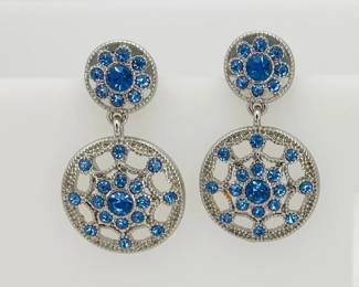 Monet Blue Rhinestone Earrings