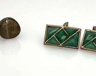 Aventurine Silver Cufflinks