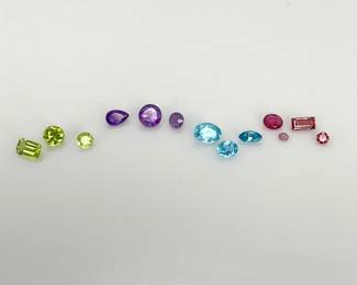 Topaz, Amethyst, Peridot and Red Tourmaline Gemstones