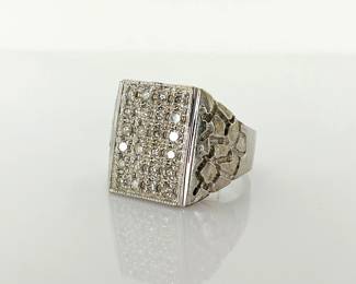 White Gold Diamond Pave Statement Ring