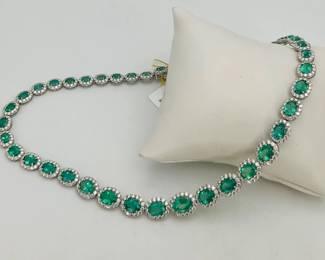 Platinum Emerald & Diamond Necklace