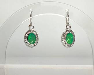 Opal Silver Dangle Earrings