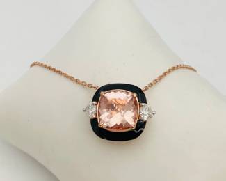 Morganite & Diamond Rose Gold Necklace