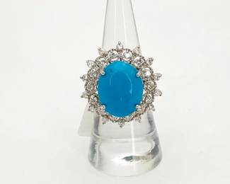 Turquoise and Diamond White Gold Ring