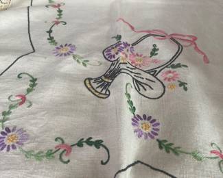 Gorgeous embroidered and crocheted tablecloth 