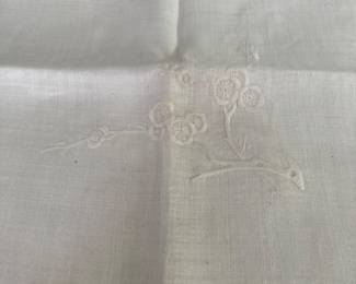 Linen tablecloth with satin stitch & drawn work 