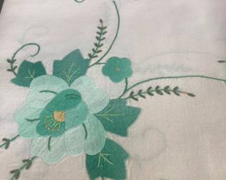 Green appliqué tablecloth