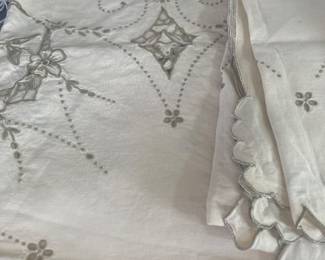 Large fancy work tablecloth huge