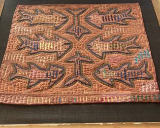 Panamanian Mola Folk art 14x19 in Frame