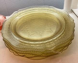 Yellow Depression Dinner Plates