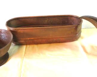 copper garden lot and copper bowl