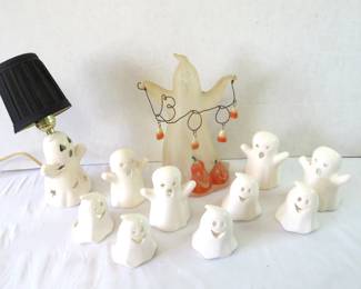 ceramic Halloween candle holders and lamp