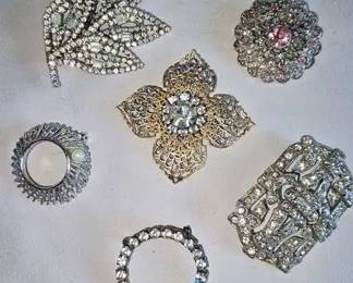 Crystal  Rhinestone Brooch Collection 6 pcs