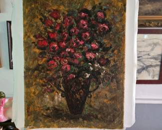 Floral Still Life Oil Painting on Canvas Unsigned