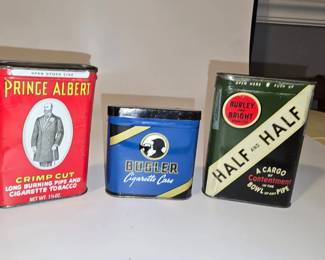 Vintage Tobacco Tins  Three Decorative Metal Containers