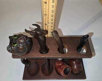 Pipe Stand  Pipe Collection  SevenPiece Vintage Tobacco Lot