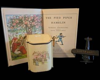 Pied Piper Book, Greenaway Plaque  Boyds Airplane 3 pcs