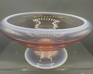 Fenton Pink Iridescent Compote  No Chips