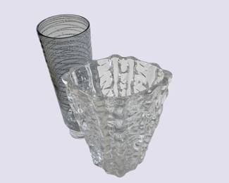 Contemporary ArtGlass Vase Lot  MAXSAF Frostfire Ripple Vase  Tall Swirl Vase