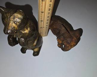 CastIron Bear  Elephant Banks  2Piece Animal Bank Lot