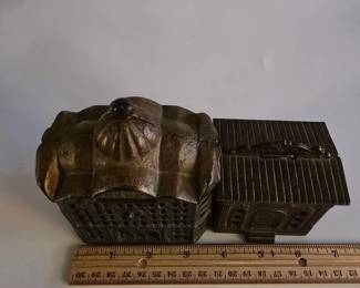 CastIron Banks  Ornate Vintage Pair