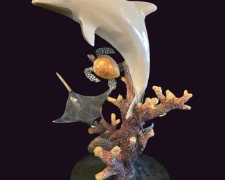 S.P.I. Dolphin Sculpture  Dolphin  Reef Mixed Media Display Piece