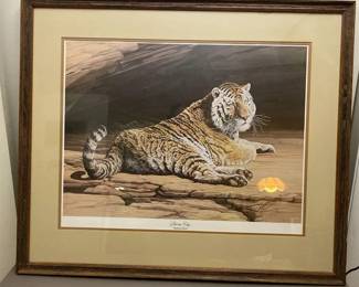 Siberian Tiger HandSigned  Numbered Print  Framed Wildlife Artwork