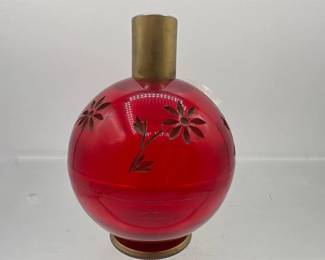 Vintage Red Glass Ornament Lighter  Decorative Table Lighter