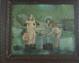 Vintage Hibel Lithograph  Sleeping Child Study, Signed Lower Right, Framed