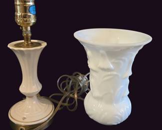 Lenox Porcelain Lamp Base  White Ceramic Vase 2 pcs