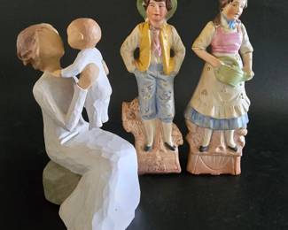 Willow Tree Grandmother Figurine  Vintage Ceramic Couple  3 Piece Figurine Lot