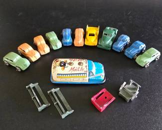 Antique Toy Metal Cars  Accessories  Early Playset Collection 16 Pieces