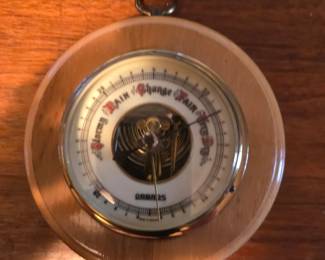 Vintage Aneroid Barometer with Thermometer  Wood Wall Hanging Weather Instrument