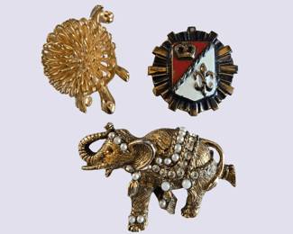 Animal  Crest Brooch Trio 3 pcs
