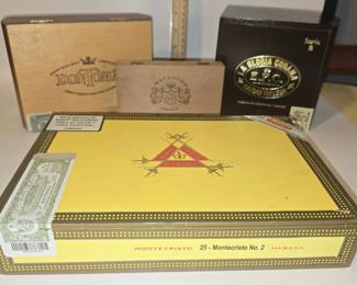 Vintage Cigar Boxes  Decorative Wooden Lot 4 pcs