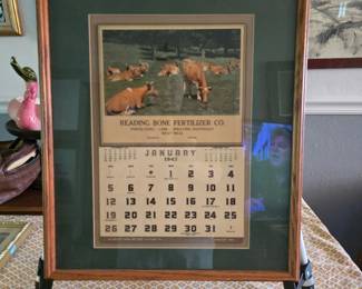 Reading Bone Fertilizer Co. 1947 Calendar Cow Scene