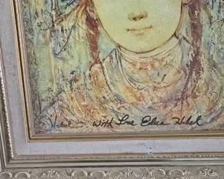 Framed Artwork Signed Hibel with Attached Documentation