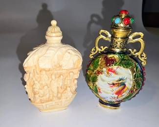  Asian Snuff Bottles 4  Decorative Hair Stick 1  5Piece Lot