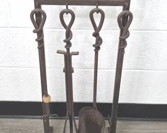 Vintage Wrought Iron Fireplace Tool Set