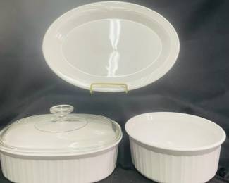 Three Pieces Of Vintage White Corning Ware